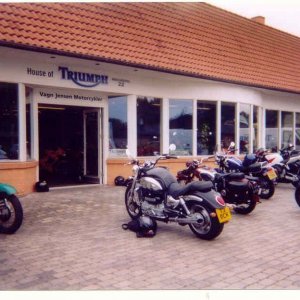 At Triumph shop in Arhus DENMARK 04