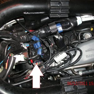 Rocket III injector/throttle sub harness plug to main harness
