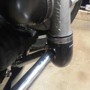 TTS Supercharger stage 2 pipe to intercooler clash with footpeg engine bar