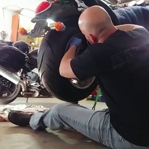 2015 Triumph Rocket 3 Roadster Rear Tire install - YouTube