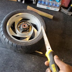 Removing Tire from rear wheel