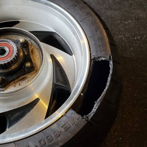 Cutting the rear tire off