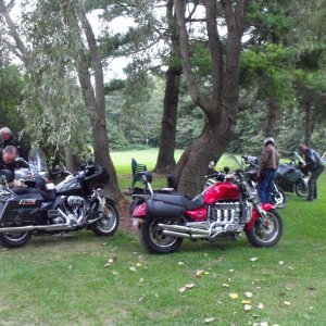 Arriving at the "Old Bastards" rally