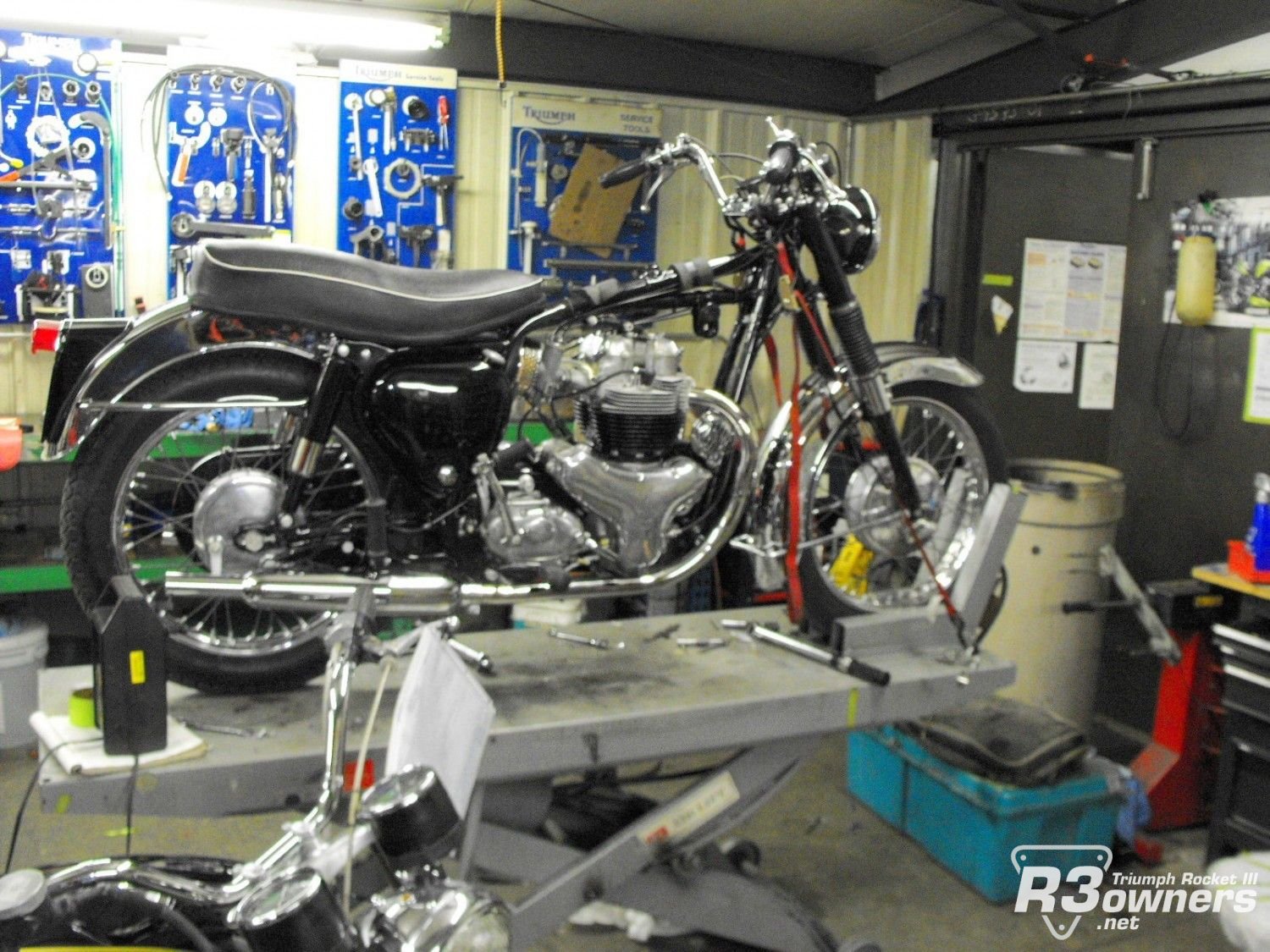 Norton 750 Atlas in the shop being worked on